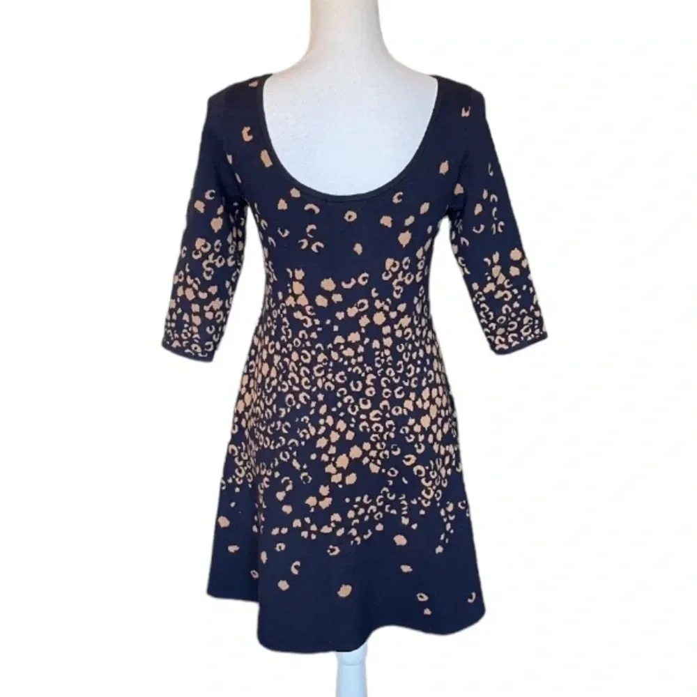 Anthropologie Dress Womens XS Maeve Sweater Animal Print Warm Scoop Back Y2K - Picture 10 of 15